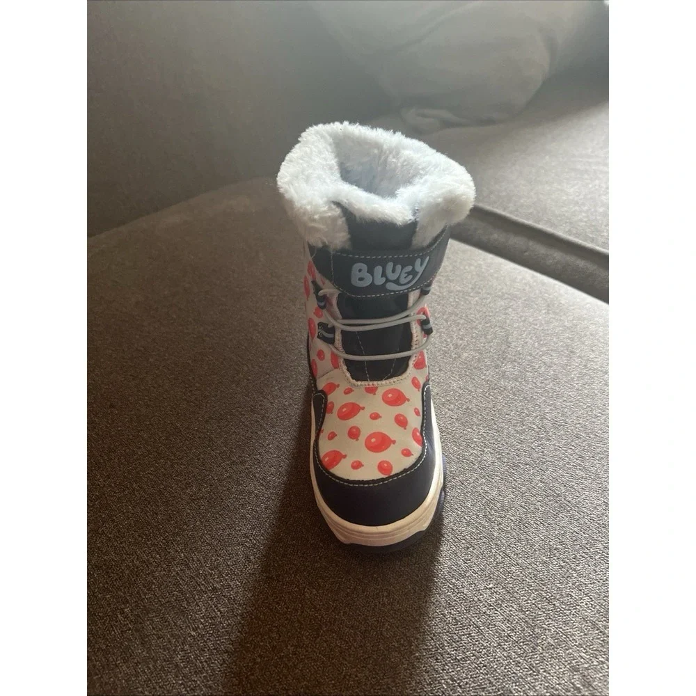 Bluey Snow‎ Boots Toddler Size 8 Blue Red Balloon Faux Fur Lined Winter Shoes